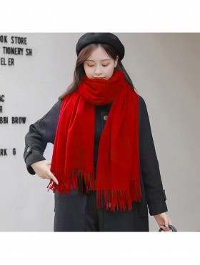 Cashmere-Blend Solid Coloured Scarf W/ Tassels